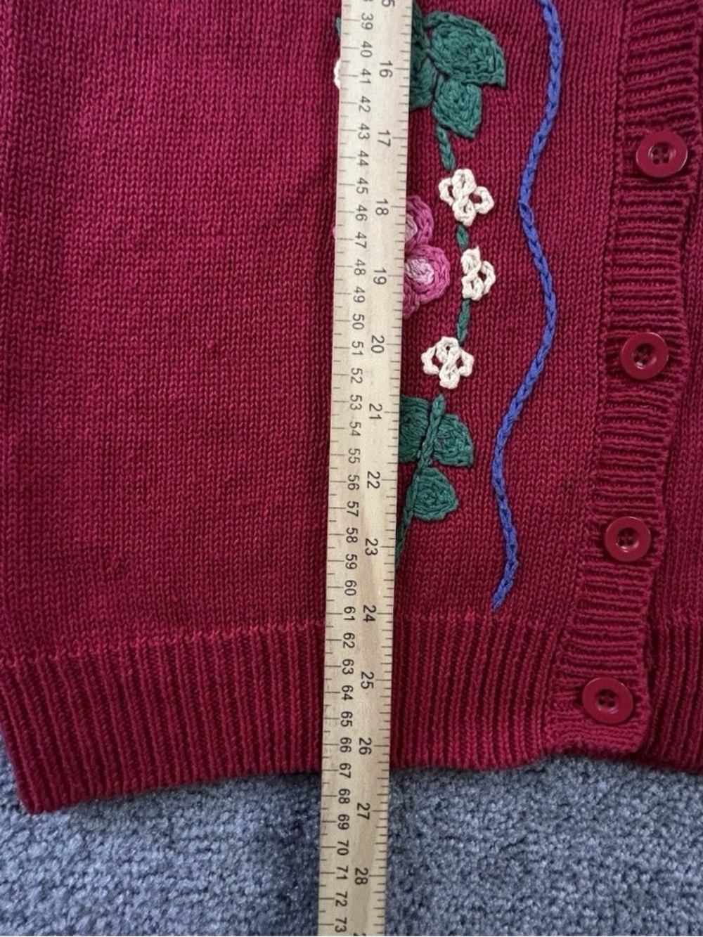 Orvis Sweater Vest L Embroidered Floral Ramie Hong Kong Granny Cottage Vtg 90s - Picture 8 of 8